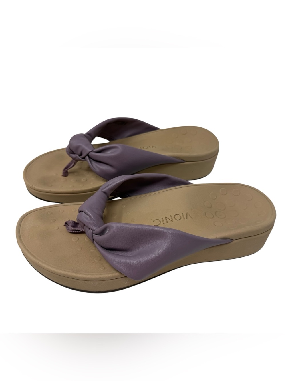 Vionic Womens Size 8 Rosalind Walking Post Wedge Sandal lavender knotted shoes